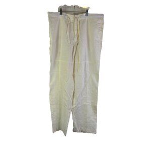 Deadstock Vintage 90s Linen Flowy Drawstring Linen Pants Coastal